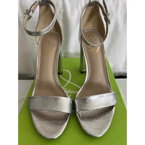 New Sam Edelman Silver Metallic Yaro Heels Size 8.5 - Picture 5 of 7